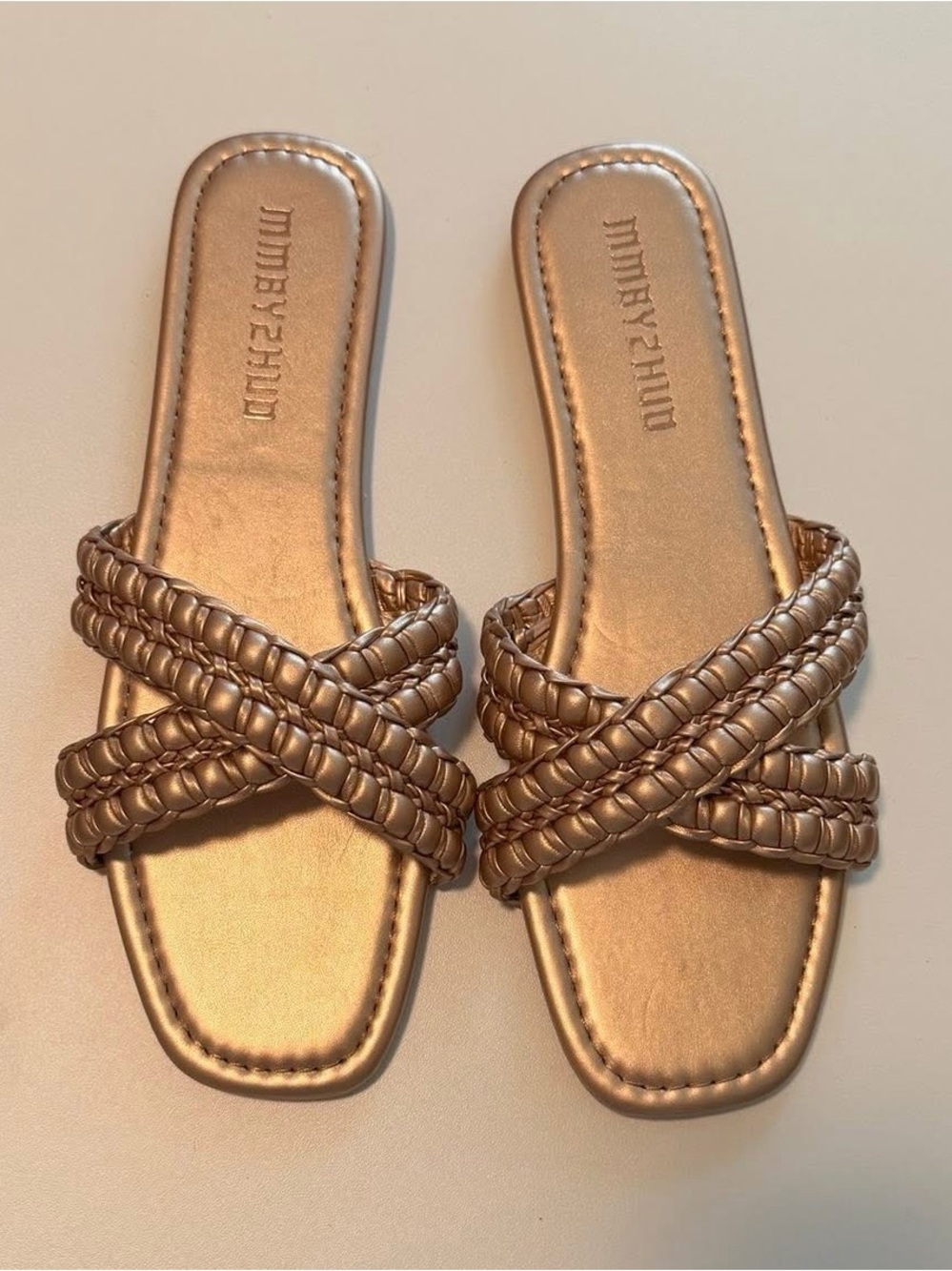 Metallic Braided Slide Sandals - MMbyzhuo